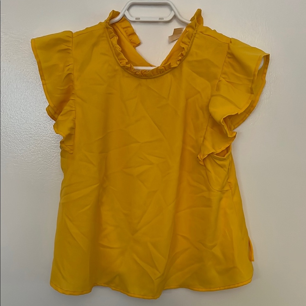 Kids Yellow Ruffle Sleeve Top